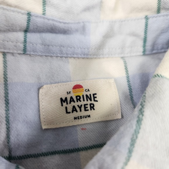 Marine Shirt Women Medium Monterey Flannel Button Up Plaid Cotton Minimal - Picture 4 of 9